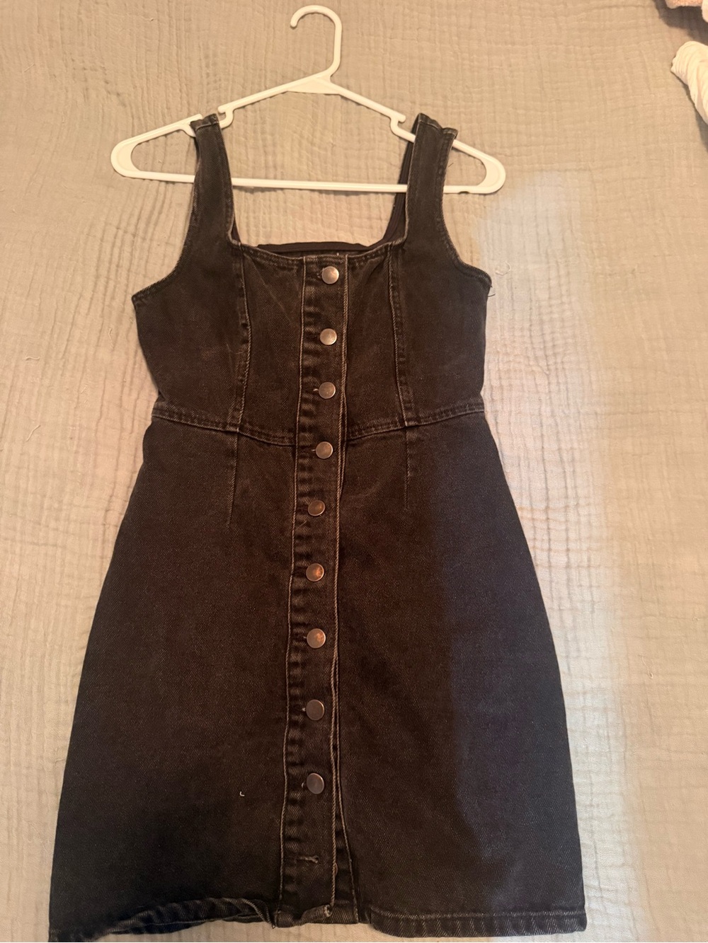 Black Button-Front Denim Dress - Women's